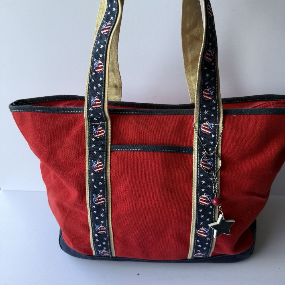 Joe Boxer red blue apples stars teacher shoulder bag patriotic tote school VTG